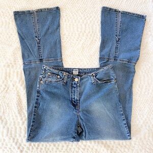 VINTAGE CACHE Y2K FLARE Demin Jeans 8 Split Hem Boho Festival Hippie Western
